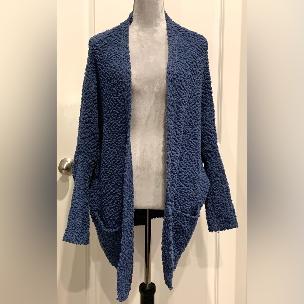 UMGEE Sz L  Dolman Sleeve Teal Open Front Casual Cardigan W/Pockets - Picture 2 of 12